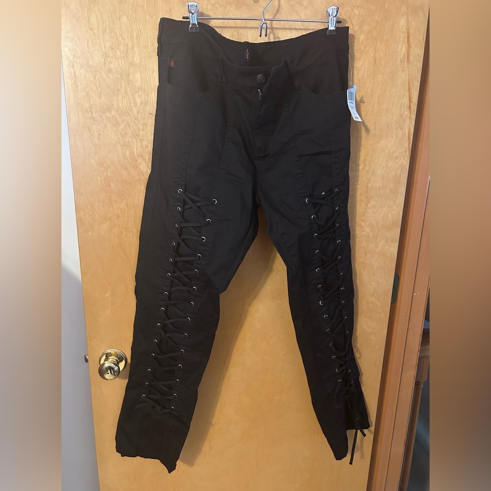 Royal Bones front lace up jeans NWT